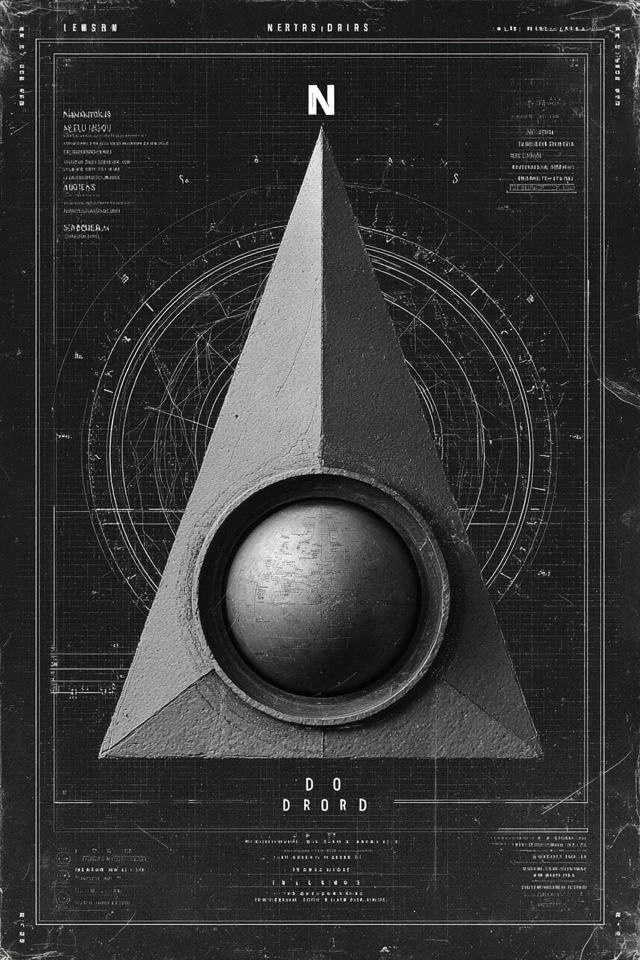 Geometric Compass Design Poster Black and White