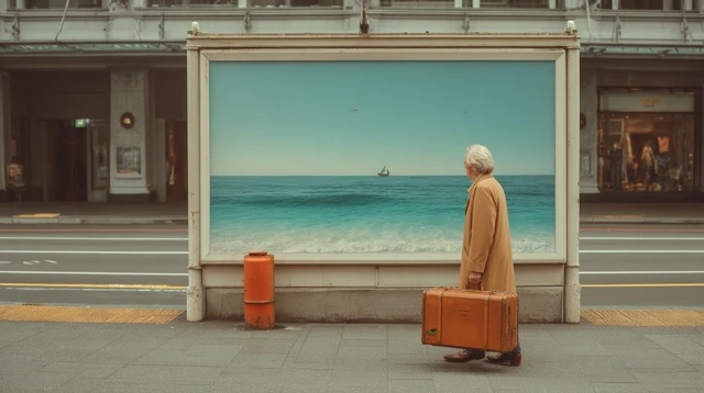 Cinematic New Zealand Street with Beach Billboard