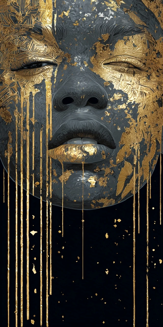 Black Woman Gold Leaf Art Portrait James Jean Style