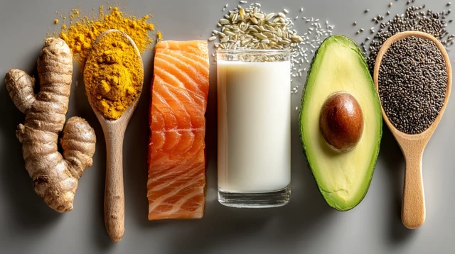 Joint Healing Superfoods Turmeric Salmon Avocado Soy Chia