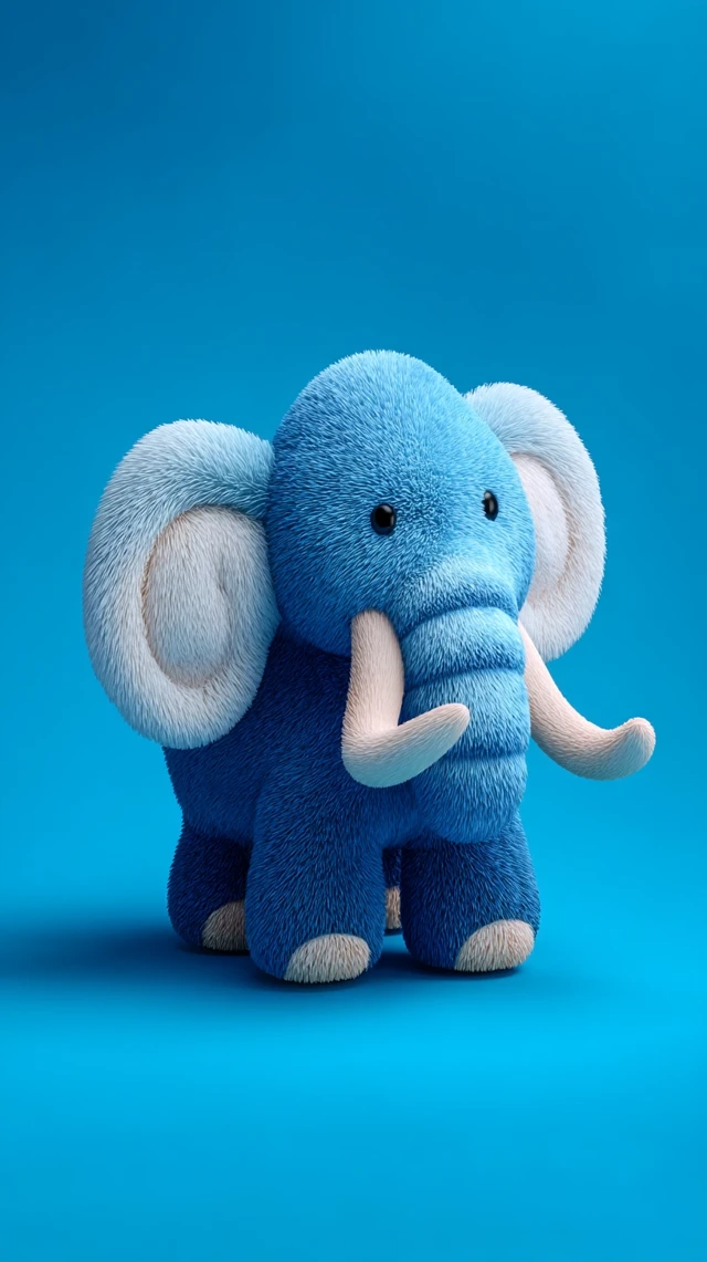 Blue Baby Mammoth Plush Toy Cartoony Design