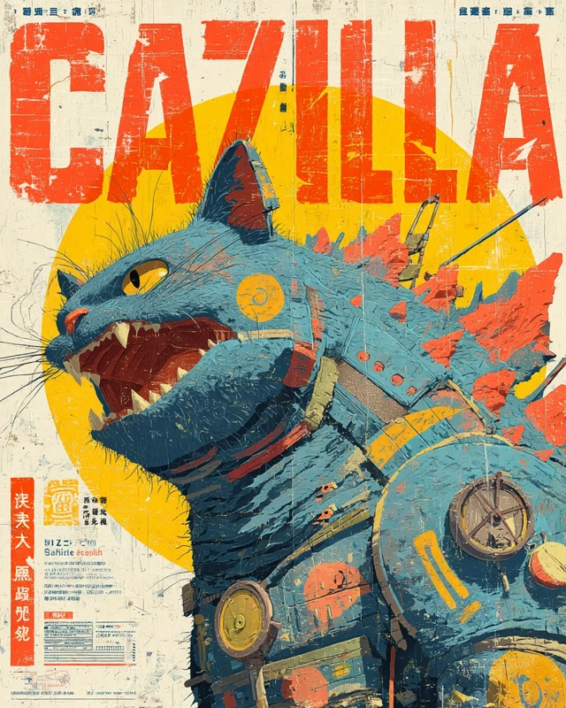 Catzilla: Vintage Retro Monster Poster