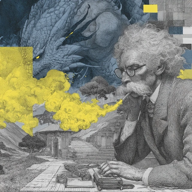 Nietzsche and Dragon Art - Whimsical and Dark Illustration