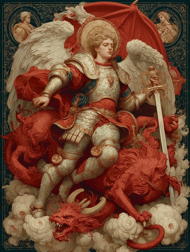 Saint Michael and the Dragon - Chiaroscuro Art