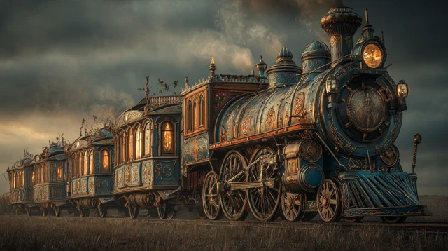 Fantasy Steam Circus Train A Hyper Realistic Photo