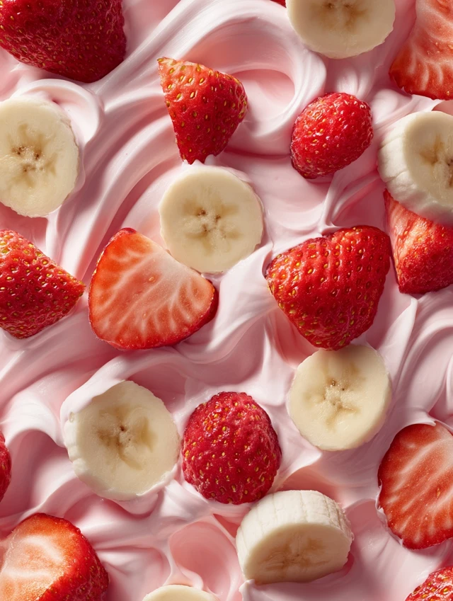 Strawberry Banana Dessert Flatlay Food Photography