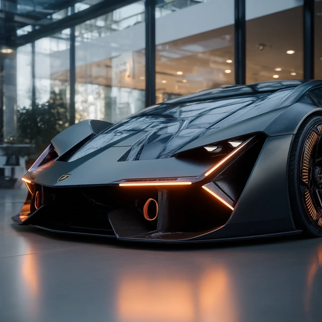 Lamborghini Temerario Sports Car in Showroom 3D Render