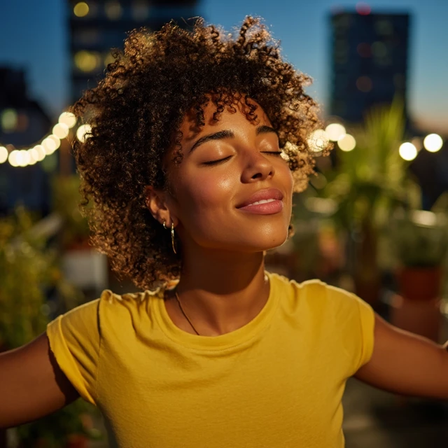 Joyful Woman Dancing at Sunset Cinematic Photography