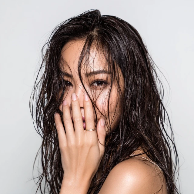Luxury Beauty Shot Asian Woman Wet Hair