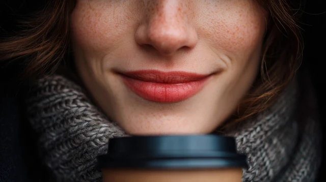 Smiling Woman Drinking Coffee Portrait