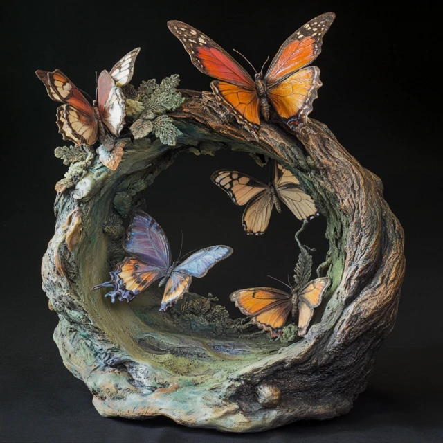 Butterfly Sculpture Nature Art Decor