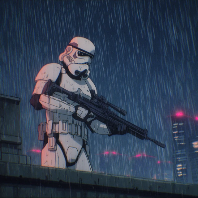 Stormtrooper in Rain: Jin-Roh Inspired Anime