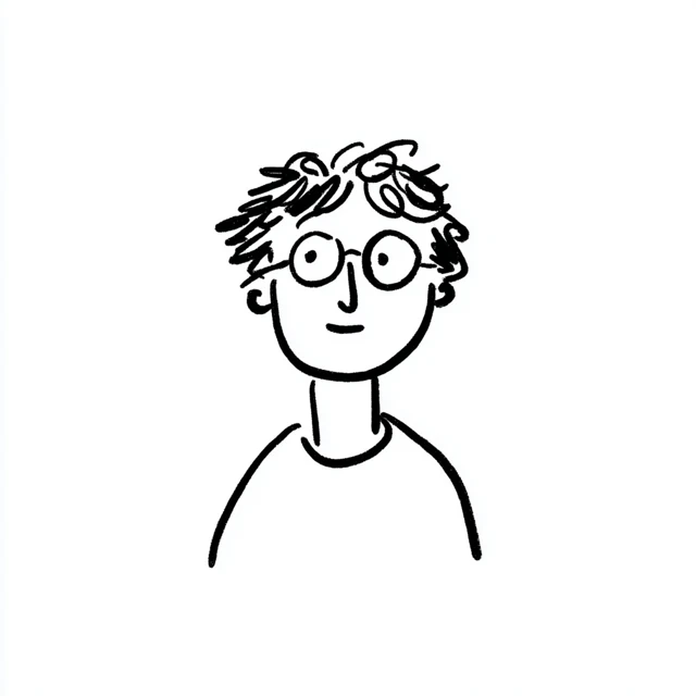Cute Guy Doodle Drawing with Glasses