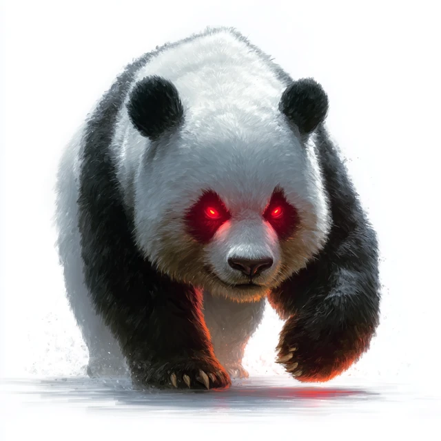 Angry Panda with Glowing Red Eyes Illustration