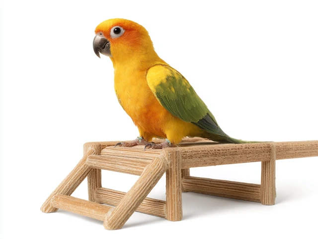 Parrot on Perch Stand Ladder Isolated on White