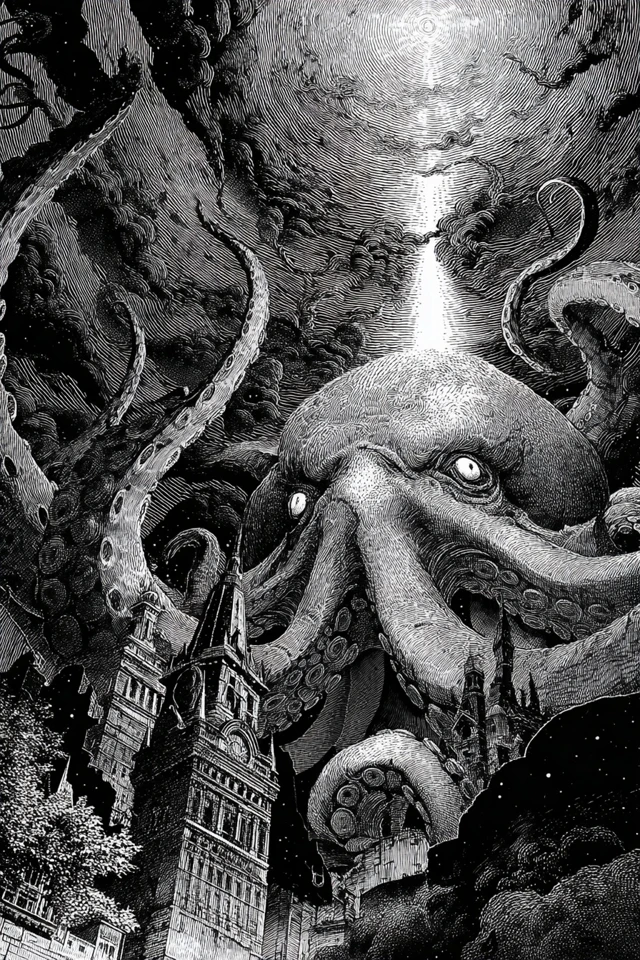 Lovecraftian Horror Ink Illustration