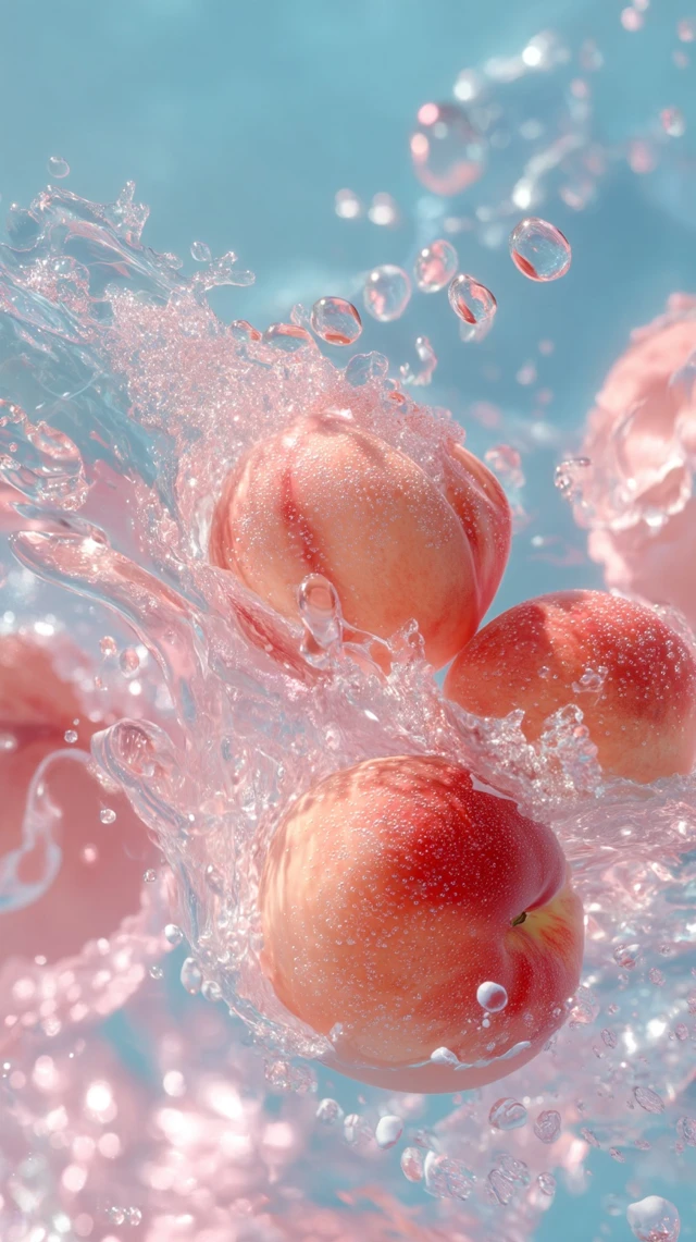 Peach Splashing Underwater Macro Shot