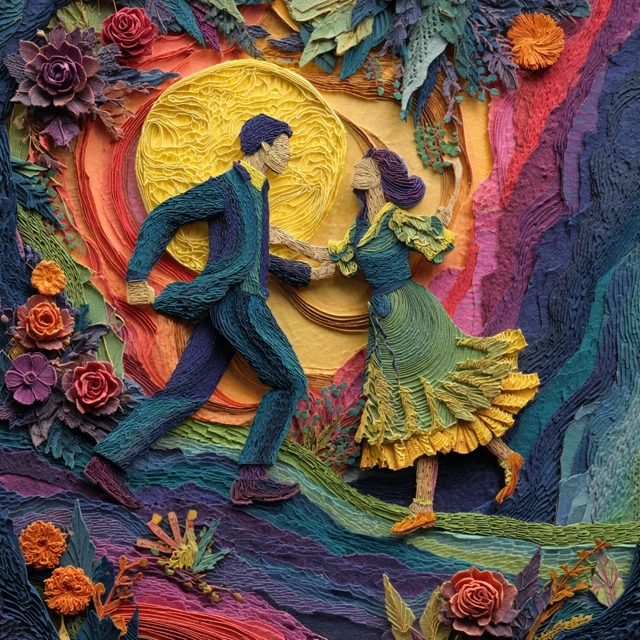 Psychedelic Paper Collage Date Night Art