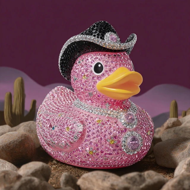 Pink Bling Cowgirl Rubber Duck Wild West Design