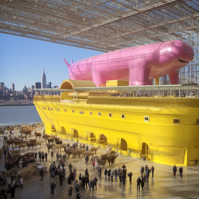 Golden Noahs Ark in NYC with Animals