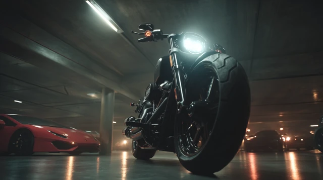 Harley Davidson in Underground Garage