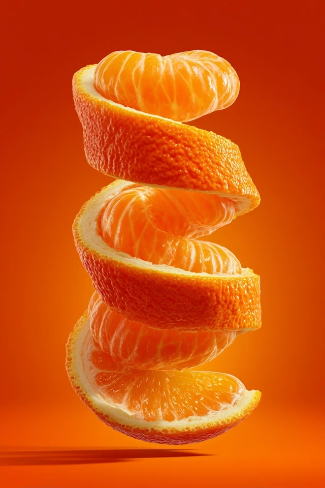 Mandarin Orange Spiral Peel Photography