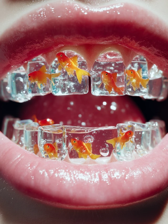 Surreal Dental Art: Teeth Aquariums with Goldfish
