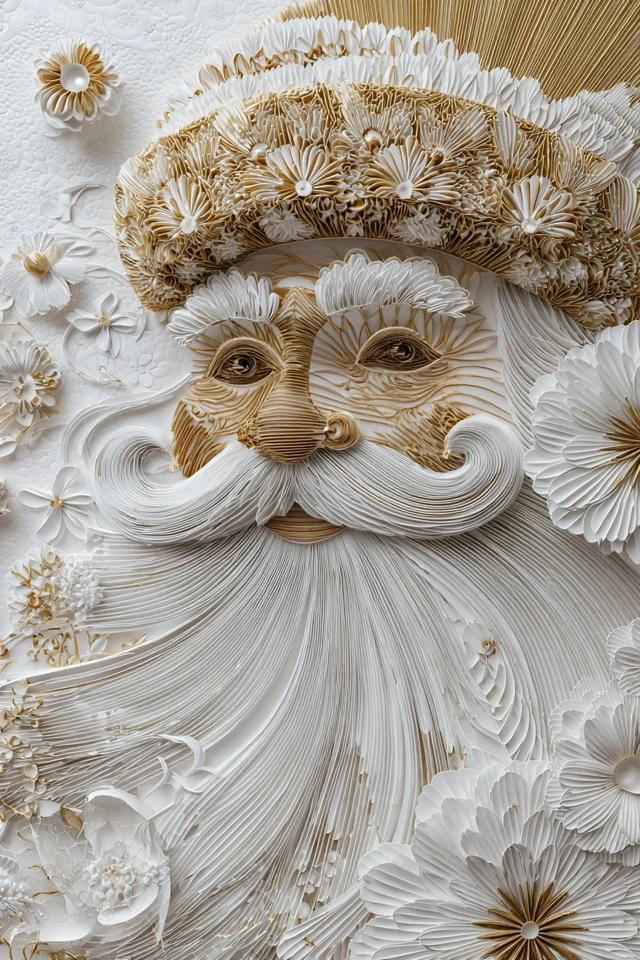 3D Paper Art Santa Claus Christmas Scene