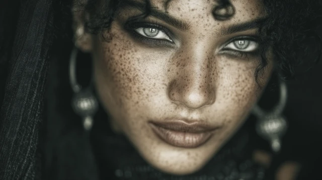 Gothic Indian Woman in Black Captivating Look