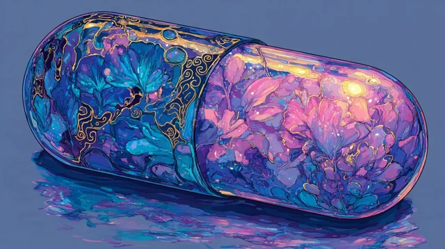 Psychedelic Capsule Art Illustration PNG