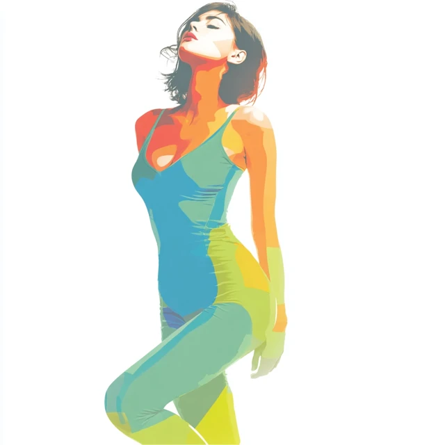 Minimalist Illustration of a Woman in Tight-Fitting Outfit