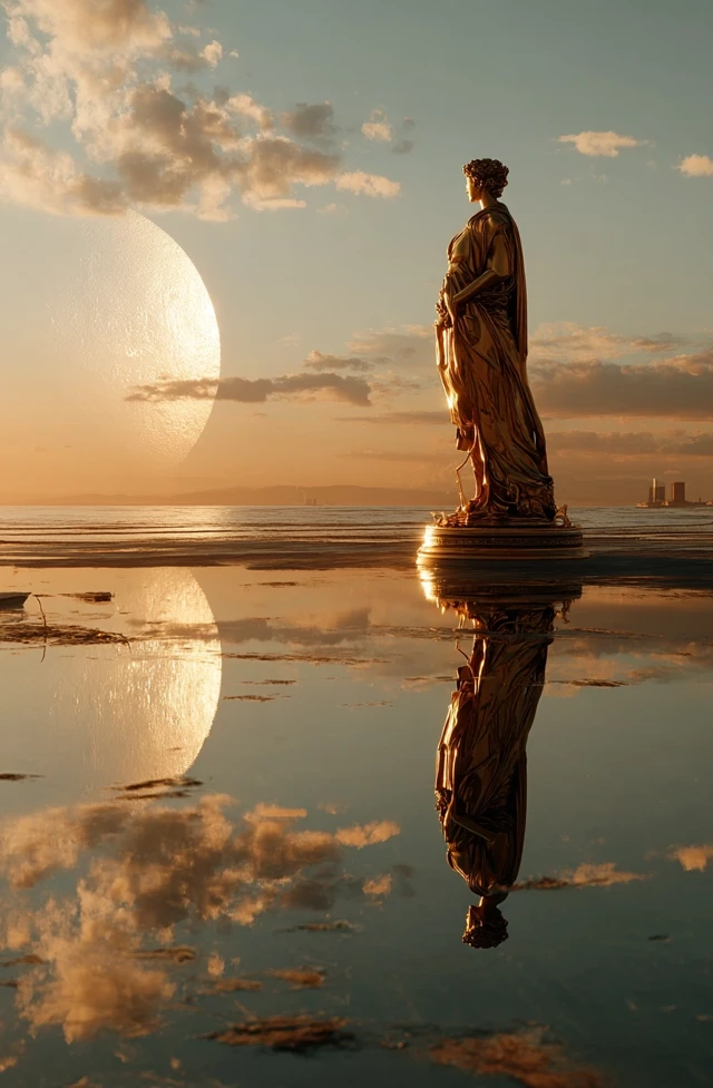 Apollo Statue Golden Shore Photograph