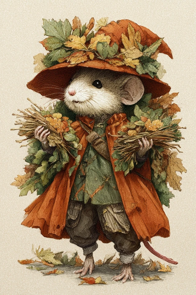 Autumn Witch Mouse Fantasy Art by Mike Ploog