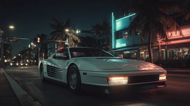 80s Ferrari Testarossa Miami Night