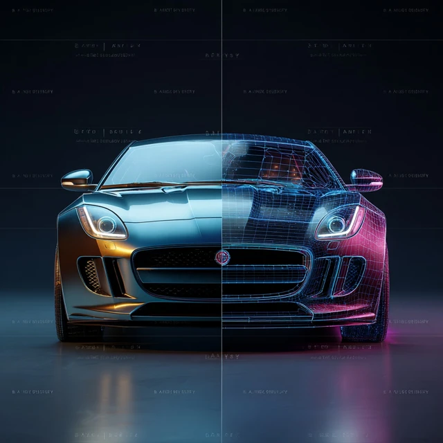 HighEnd Sports Car Split Design 3D Wireframe