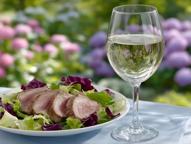 Gourmet Meal with Wine Outdoor Dining