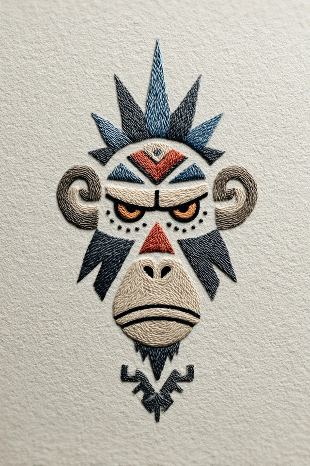 Embroidery Desert Monkey Dude Art Design