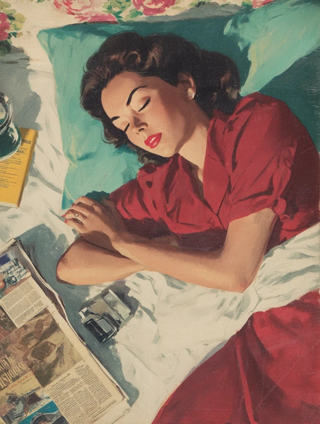 Woman Sleeping Pulp Magazine Art
