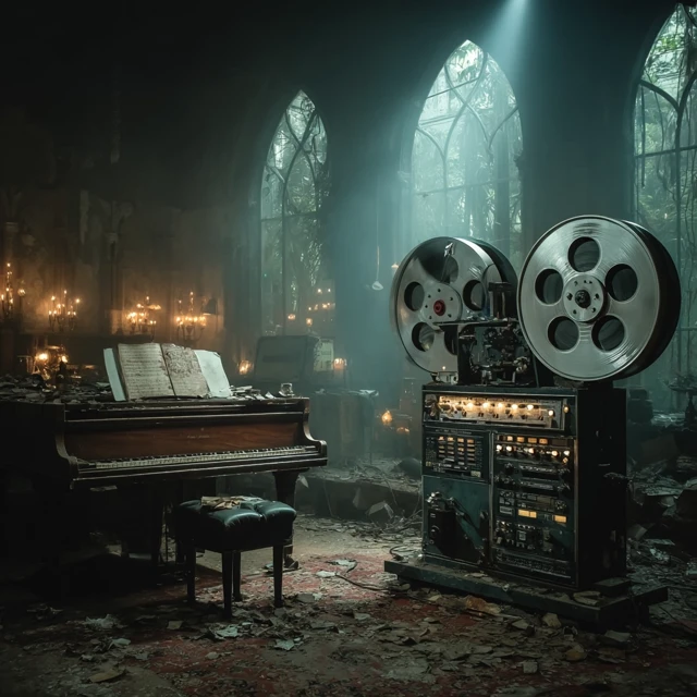 Abandoned Piano Dreamlike Scene