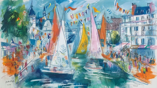Abstract Sailing Boats in Deauville Painting by Raoul Dufy