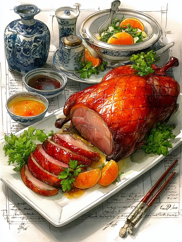 Chinese Roasted Goose and Duck Watercolor