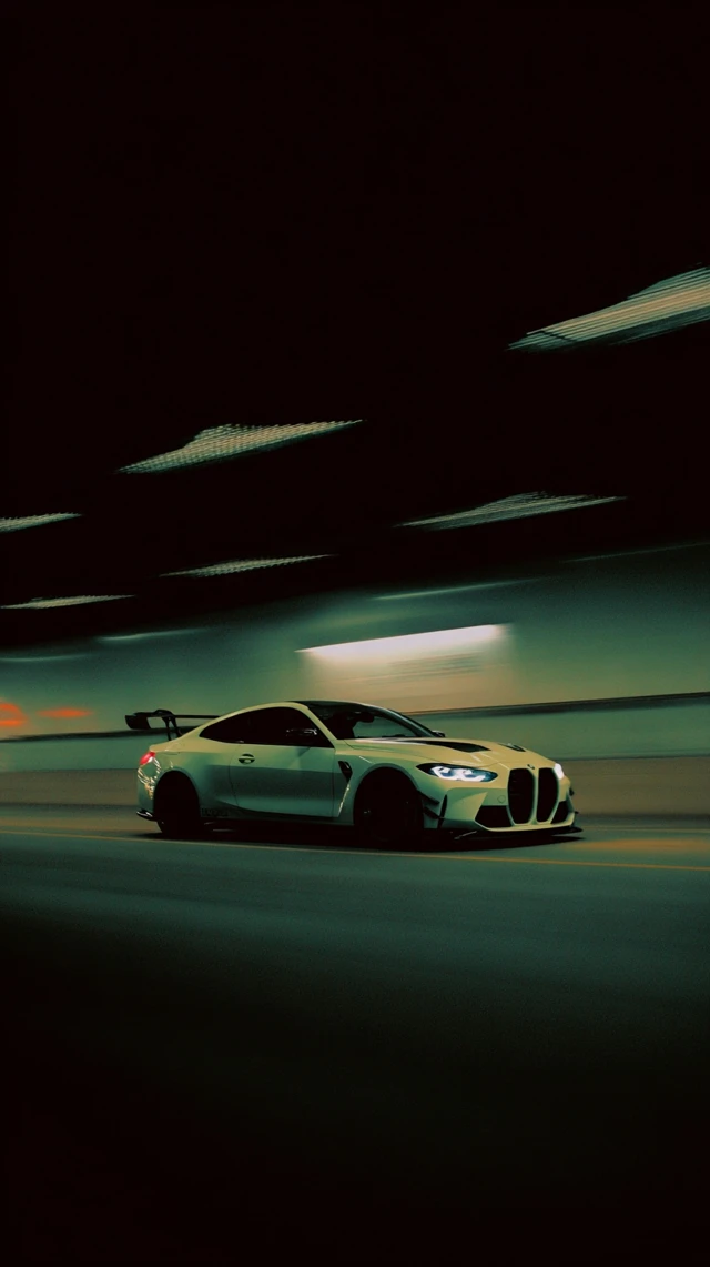BMW G80 GT3 EVO in Motion Blur Dark Film Still