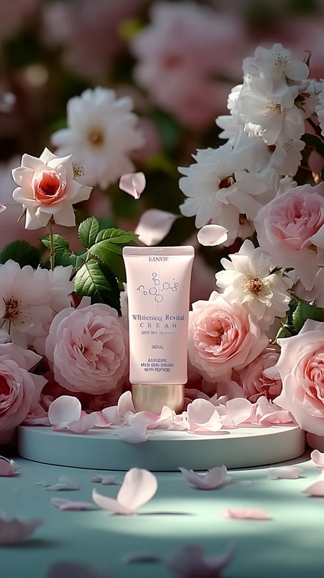 Whitening Cream Product Photography Floral Theme