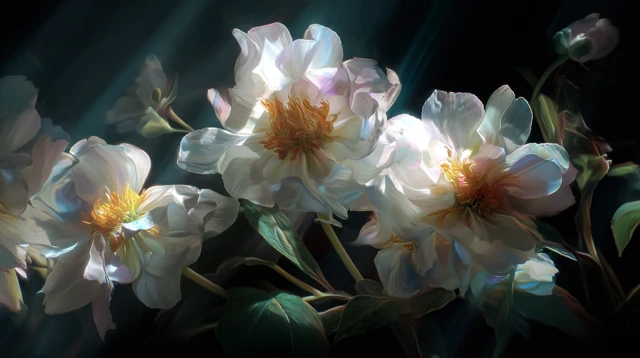 Dreamy Cempasuchil Flowers Black Background Art