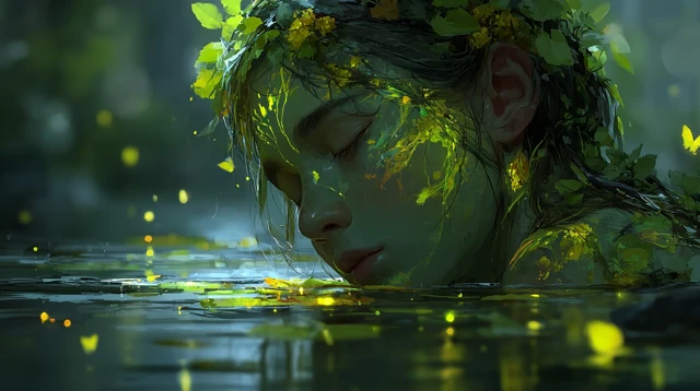 Nature Woman Serene Mystical Forest Harmony