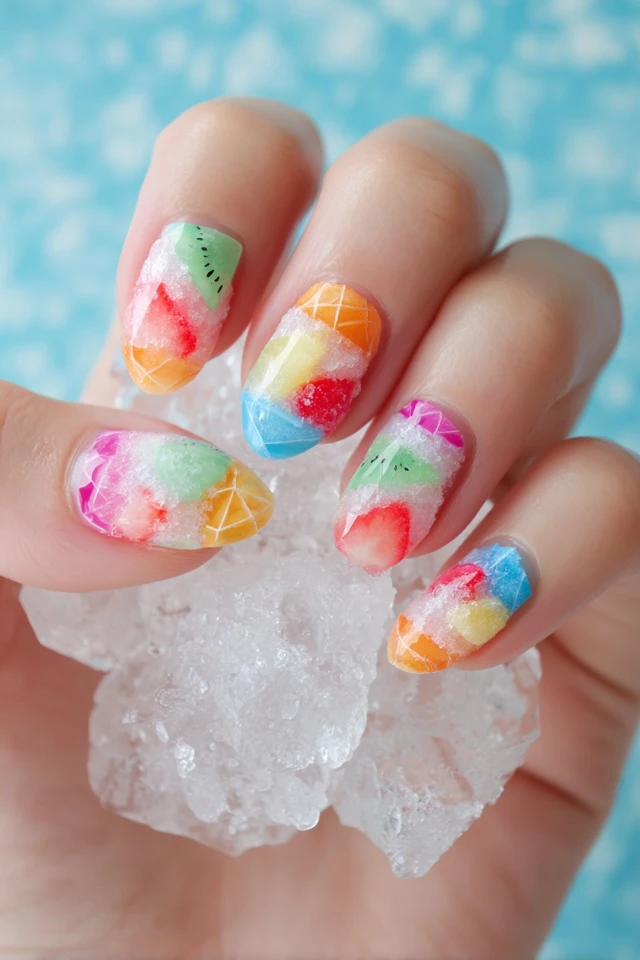 Shaved Ice Nail Art Summer Fun Colorful Design