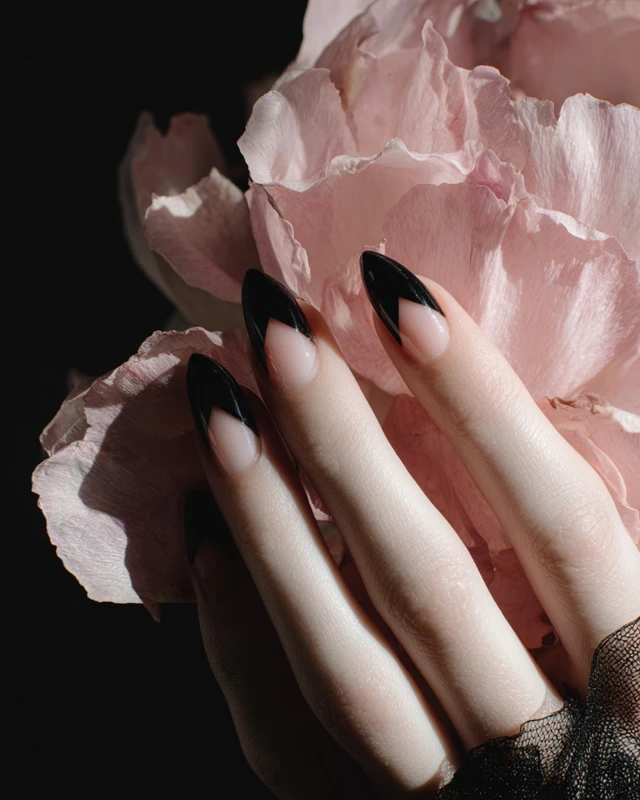 Elegant Manicure with Floral Juxtaposition