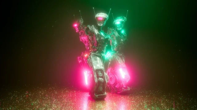 Cyberpunk Robot War Machine Neon Lights EDM Vibes