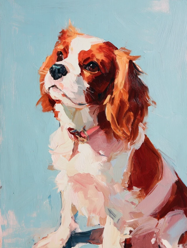 Cavalier King Charles Spaniel Gouache Painting