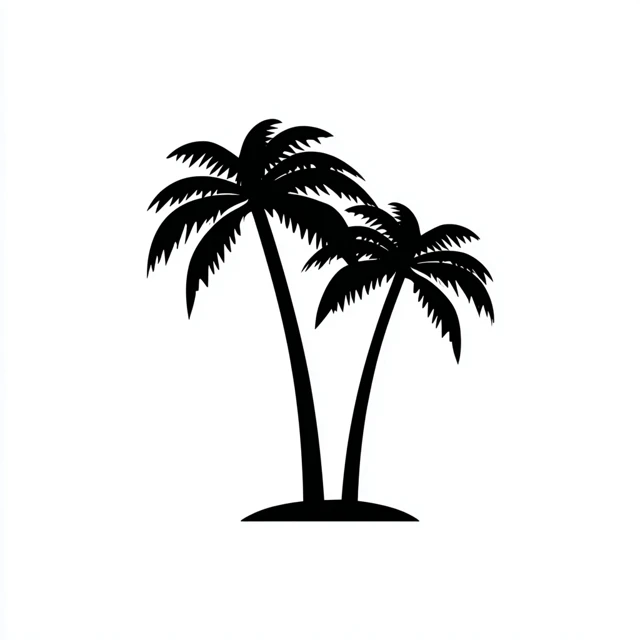 Palm Tree Icon Black and White Simple Design
